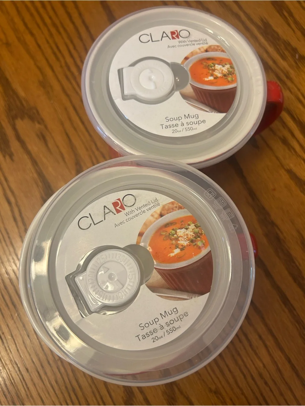 Classic Red Ceramic Soup Mugs with Lids - Set of 2